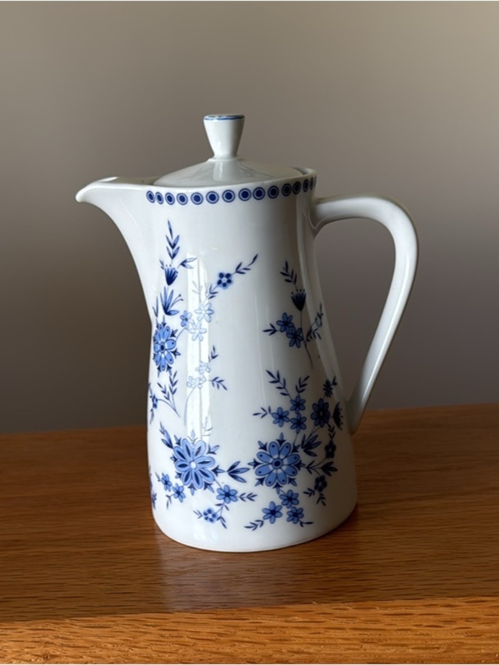 White Porcelain Blue Floral Coffee Pot